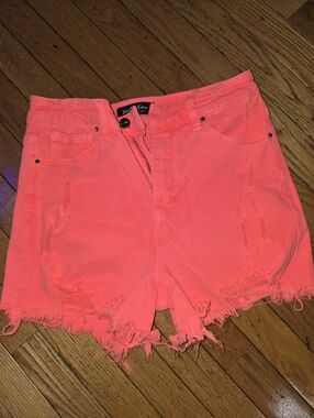 Wild Oak Boutique Risen Neon Coral Cut Off Shorts Medium